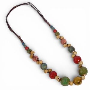 Colorful Ceramic Beaded Sweater Necklace NWT